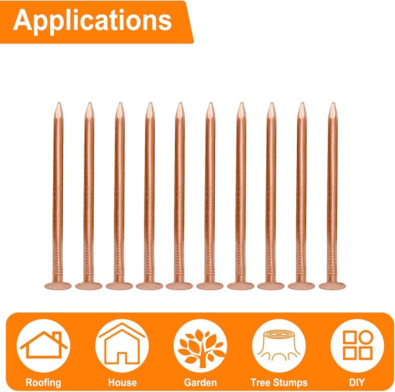 YuJingKey 4 Inch Copper Nails, 10Pcs, 99.9% Pure Copper Nail for Roofing Finish, Furniture, Boat, Stump Remover, Industry, DIY - Image 4